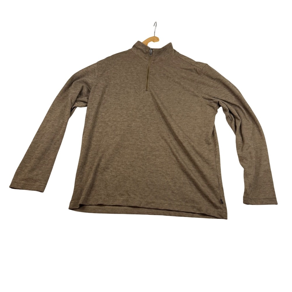 Gap Mens Quarter Zip Pullover Sweater Brown Ribbed Mock Neck Size Medium